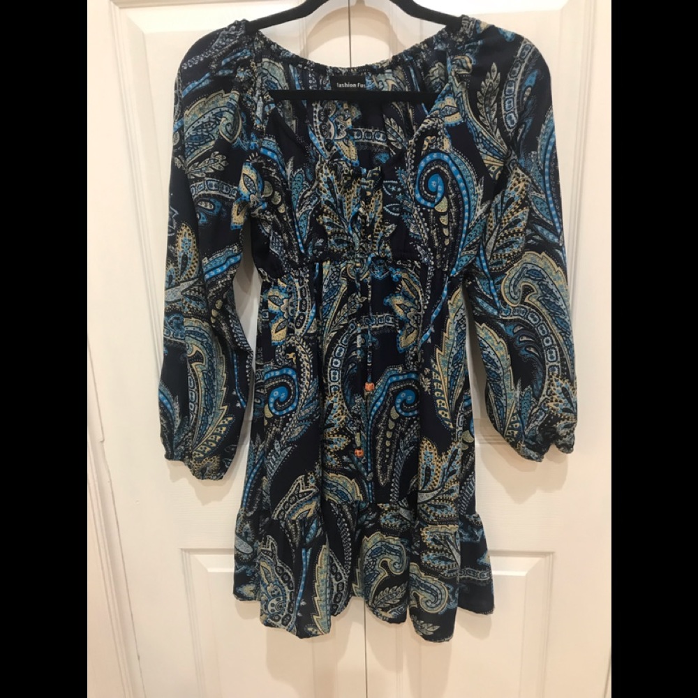 Fashion Fuse Blue Paisley Dress